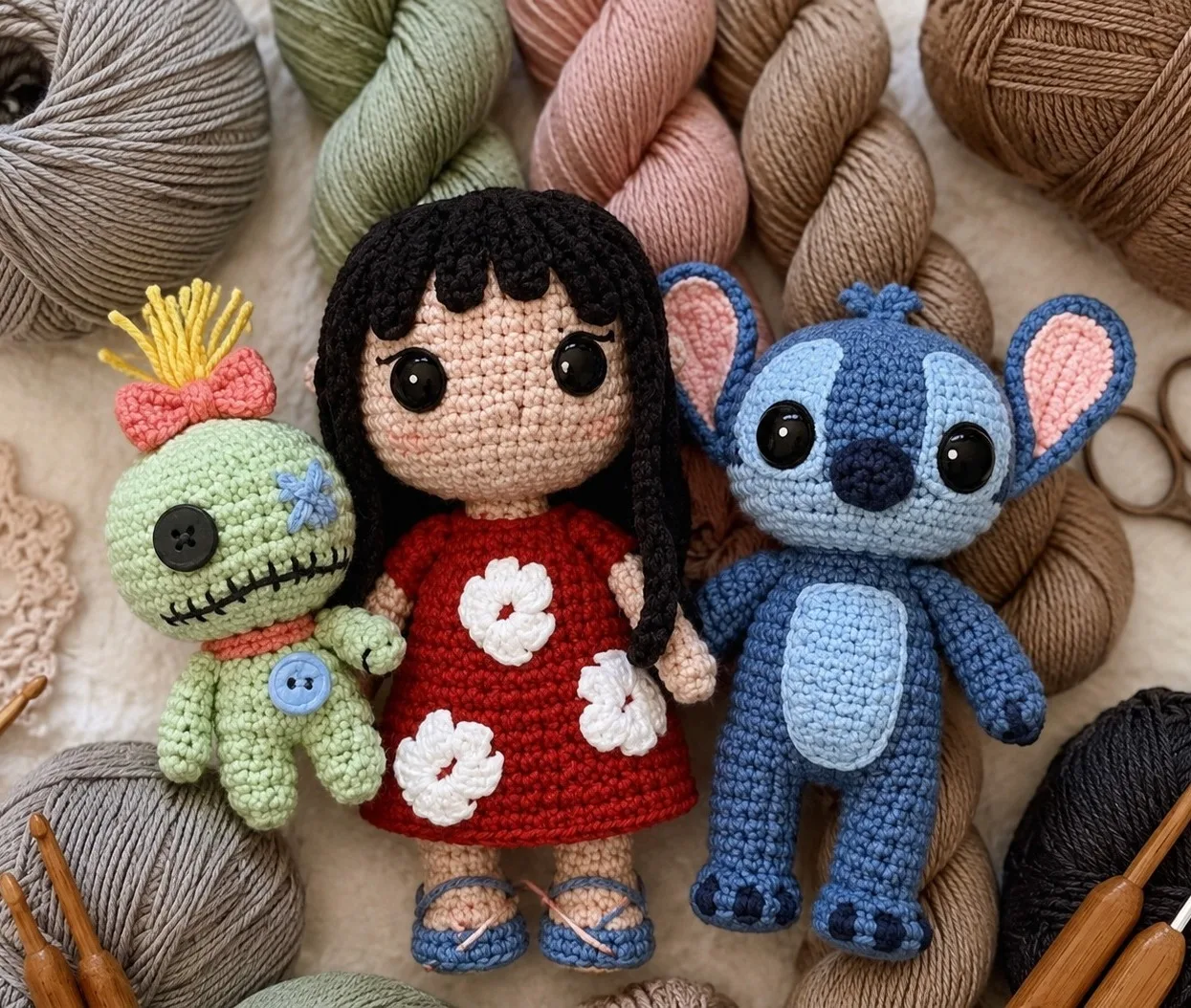 Finished crochet amigurumi — teddy bears, bunnies, dolls and cute handmade characters