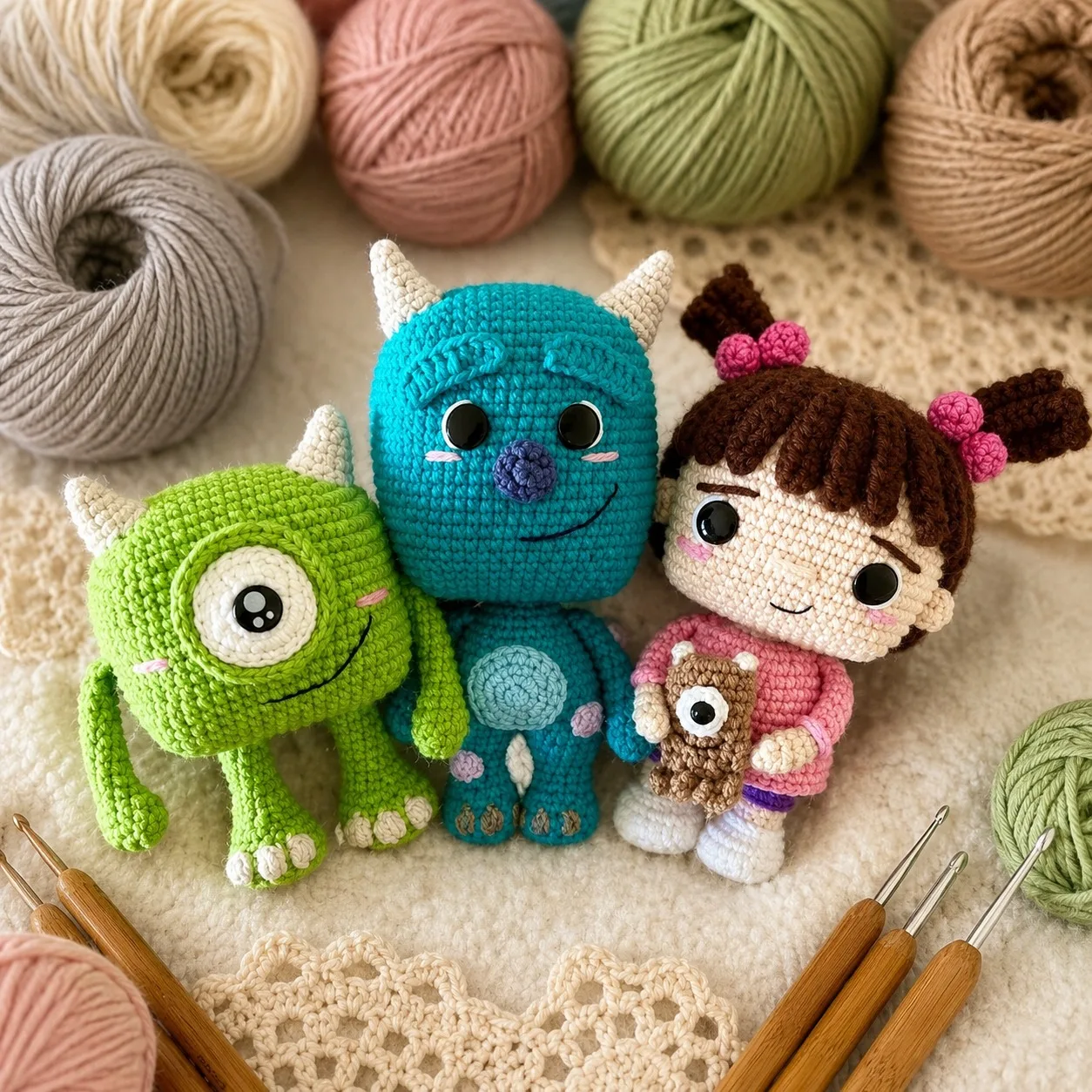 Finished crochet amigurumi — teddy bears, bunnies, dolls and cute handmade characters